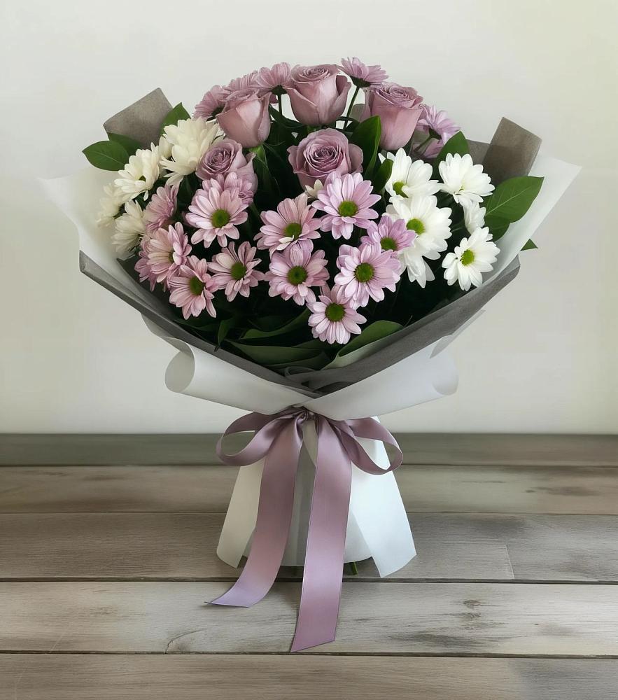 Букет цветов из: Хризантемы и Розы в Воскресенском новая Москва