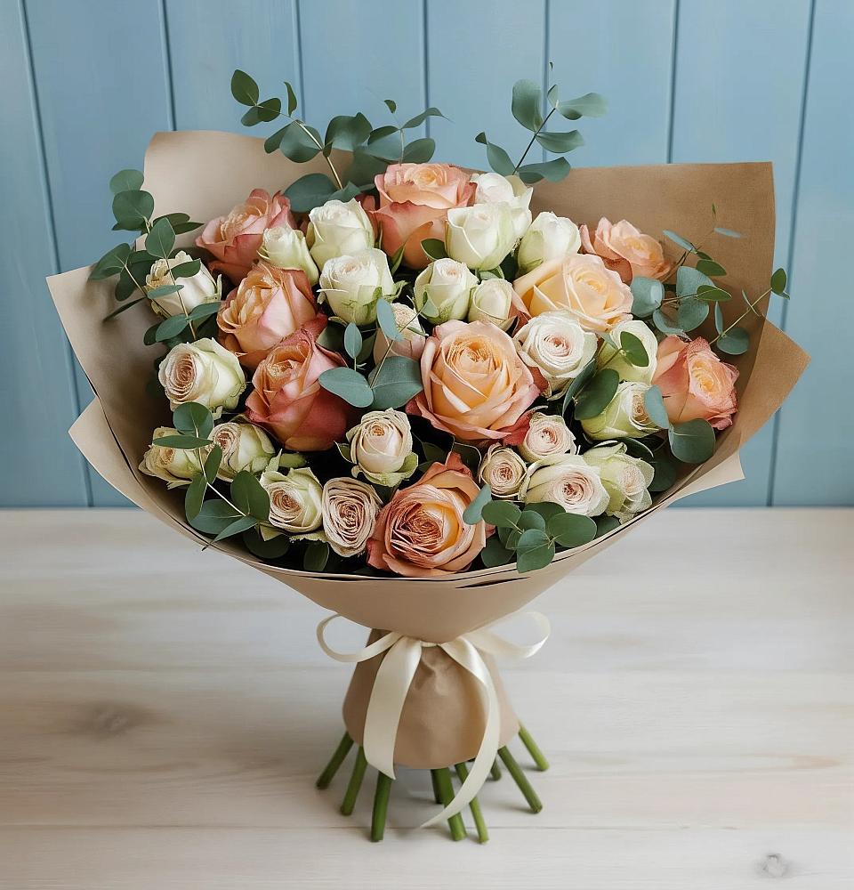 Букет цветов из: Альстромерии и Розы в Воскресенском новая Москва