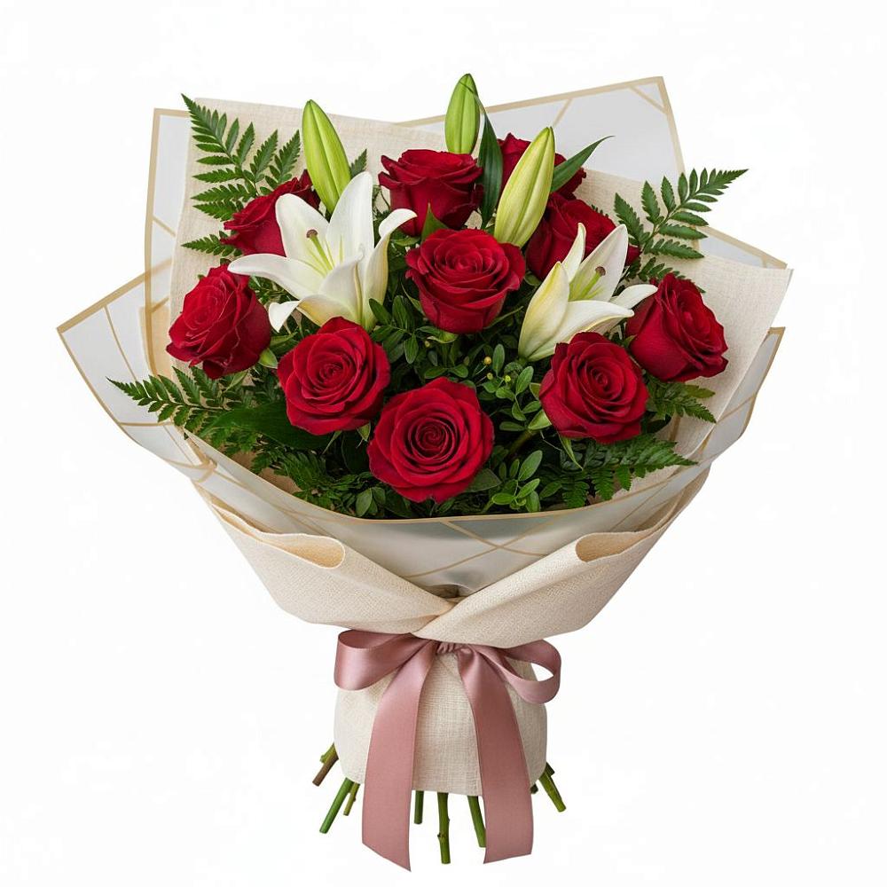 Букет цветов из: Лилии и Розы в Воскресенском новая Москва