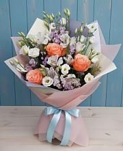 Букет цветов из:  Лизиантусы, Розы, Альстромерии и Гипсофила #REPLACE_PRED# Воскресенском новая Москва