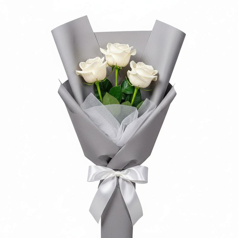 Букет 3 белые розы в Воскресенском новая Москва