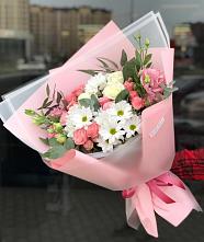 Букет цветов из:  Розы, Лизиантусы и Хризантемы в Воскресенском новая Москва