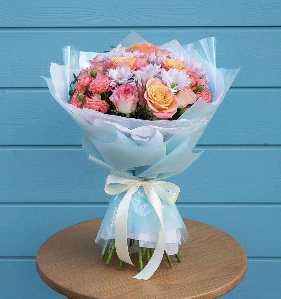 Букет цветов из: Хризантемы и Розы в Воскресенском новая Москва