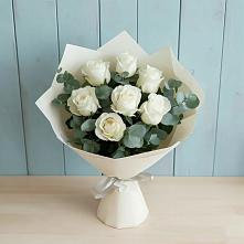 Букет Белые розы в Эвкалипте #REPLACE_PRED# Воскресенском новая Москва